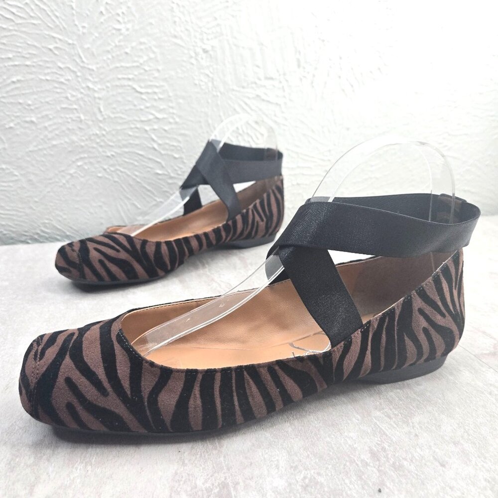 Jessica Simpson Zebra Print Flats with Black Straps